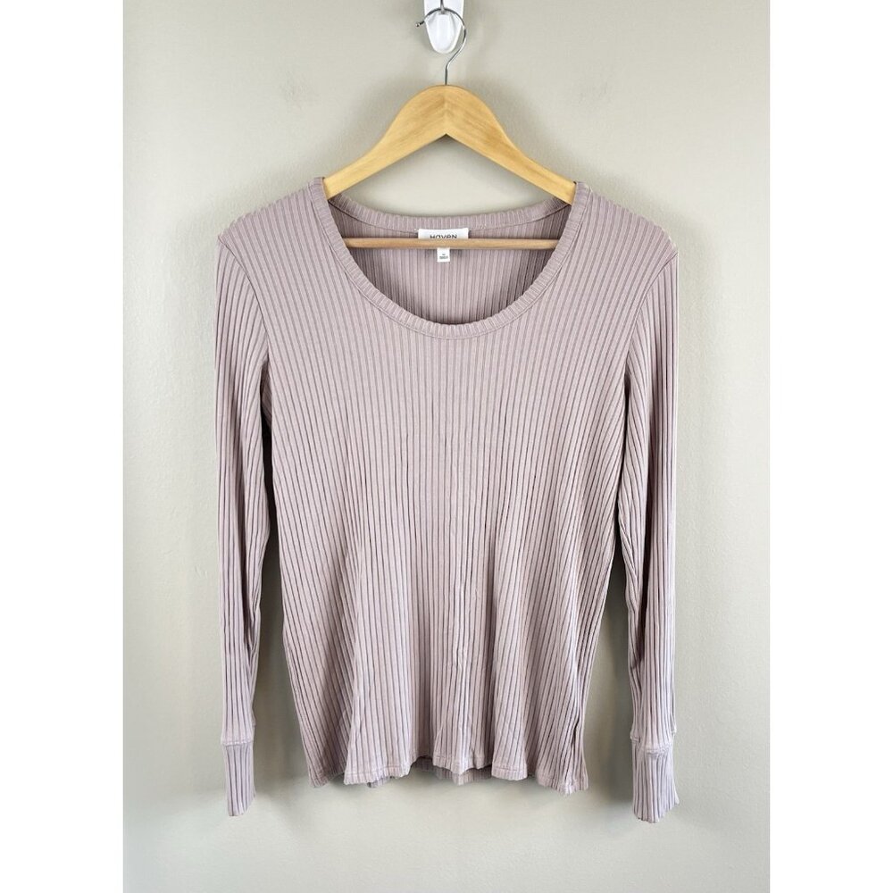 Haven Well Within Women’s Top Sz‎ M Ribbed Beige Long Sleeve Tencel